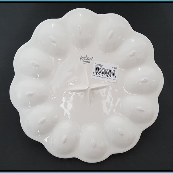 NEW RARE Finch + Robin Bunny Easter Deviled Egg Plate 11.75'' Ceramic NIB - Picture 7 of 7